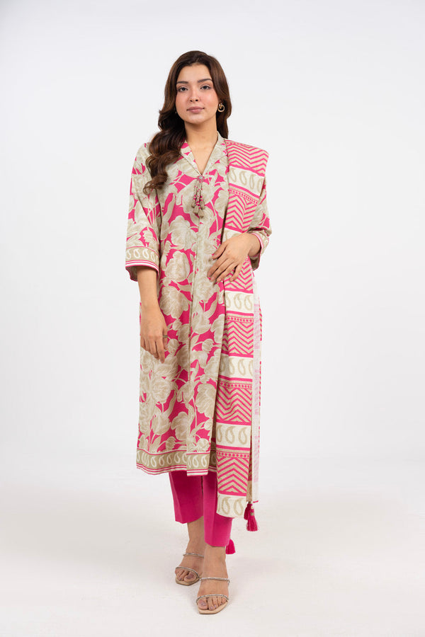 3 Piece Printed Khaddar Suit With Light Khaddar Dupatta