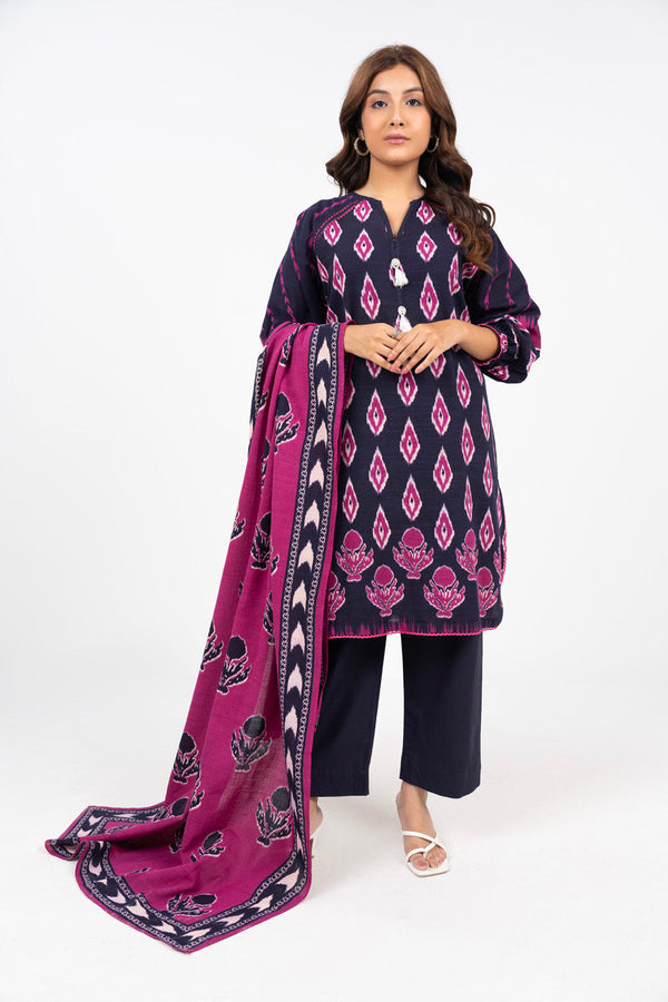 3 Piece Printed Khaddar Suit With Khaddar Dupatta