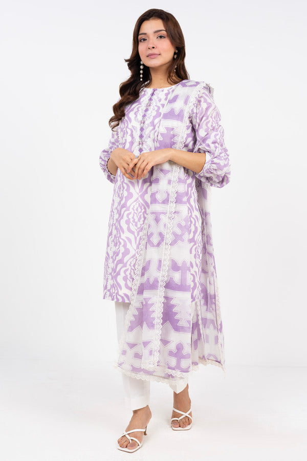 3 Piece Printed Twill Viscose Suit With Viscose Dupatta