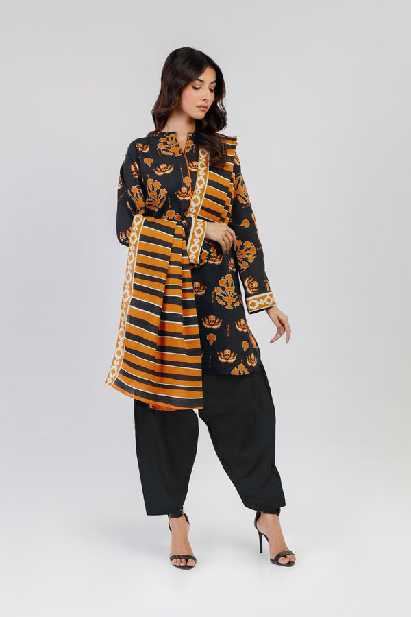 3 Piece Paste Printed Viscose Suit With Viscose Dupatta