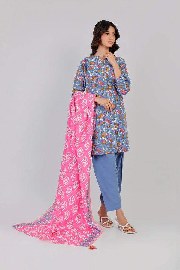 2 Piece Printed Khaddar Suit With Light Khaddar Dupatta