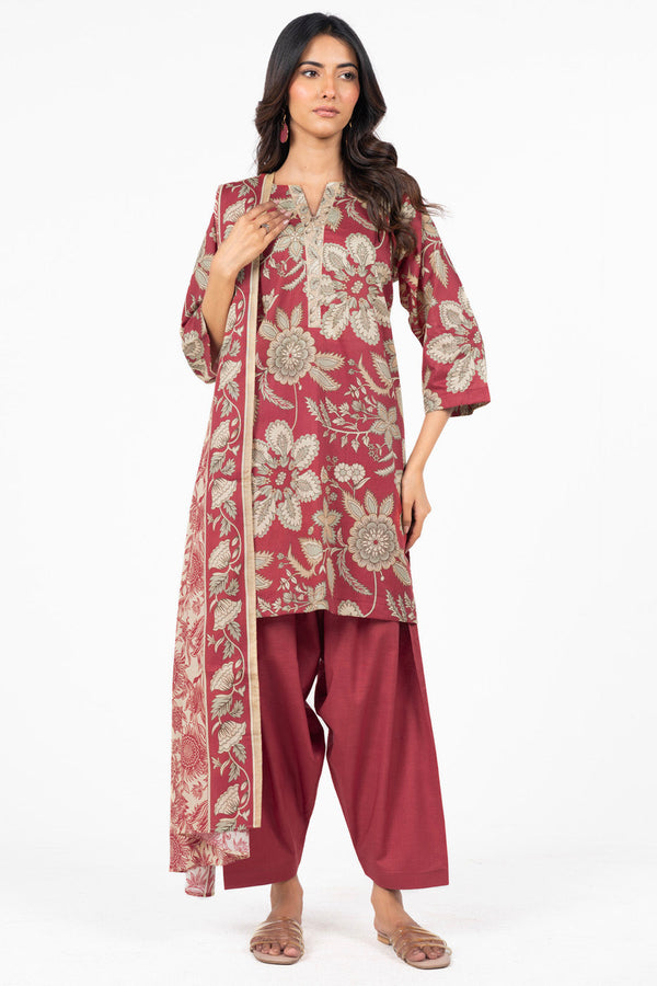 3 Pc Printed Lawn Suit With Lawn Dupatta