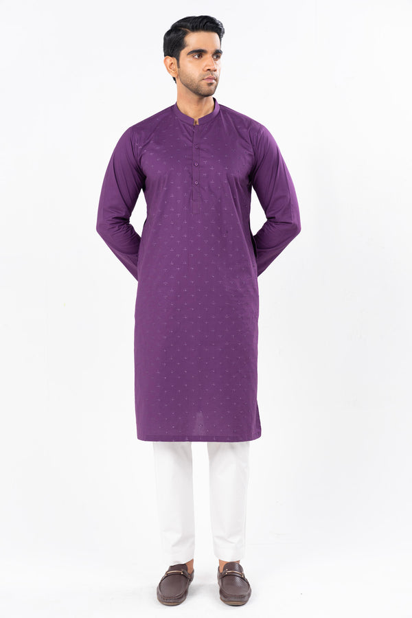 Dyed Embroidered Cambric Kurta