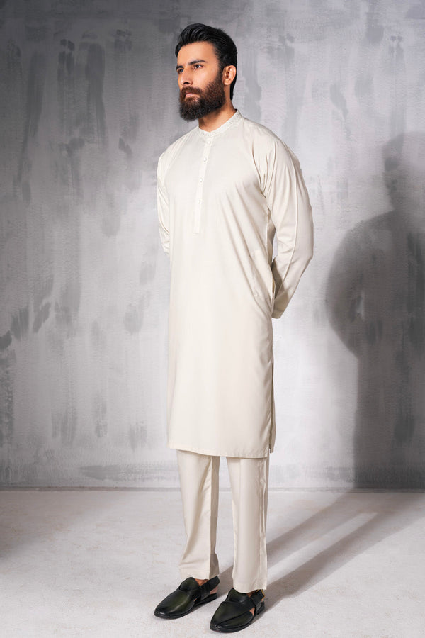 Dyed  Embroidered Blended Kurta Trouser