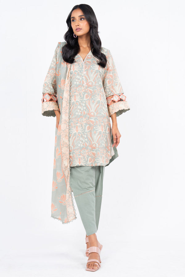 3 Pc Printed Lawn Suit With Lawn Dupatta