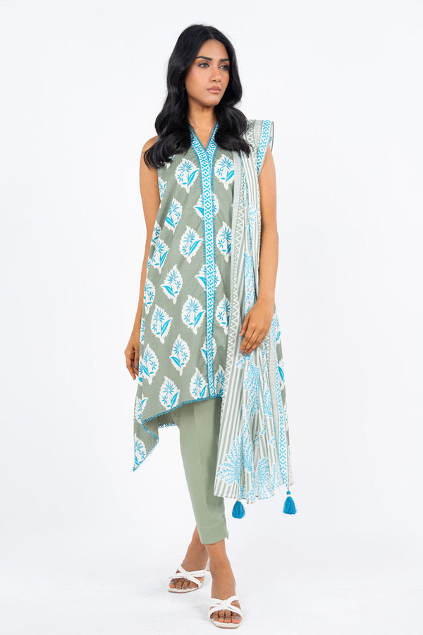 3 Pc Printed Lawn Suit With Lawn Dupatta